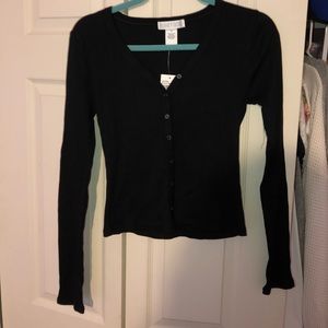 black button up sweater
